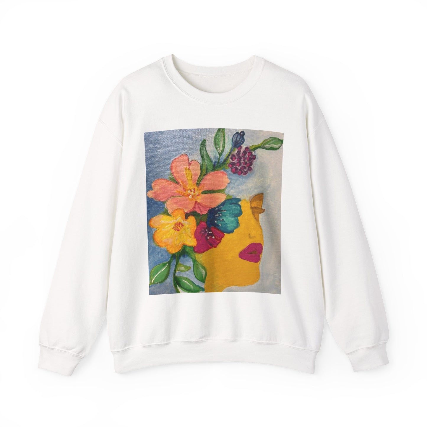 Abigail Crewneck Sweatshirt — Colorful Botanical Portrait Pullover