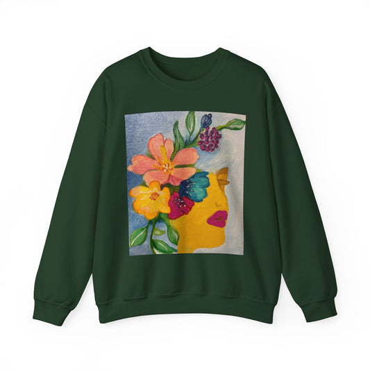 Abigail Crewneck Sweatshirt — Colorful Botanical Portrait Pullover