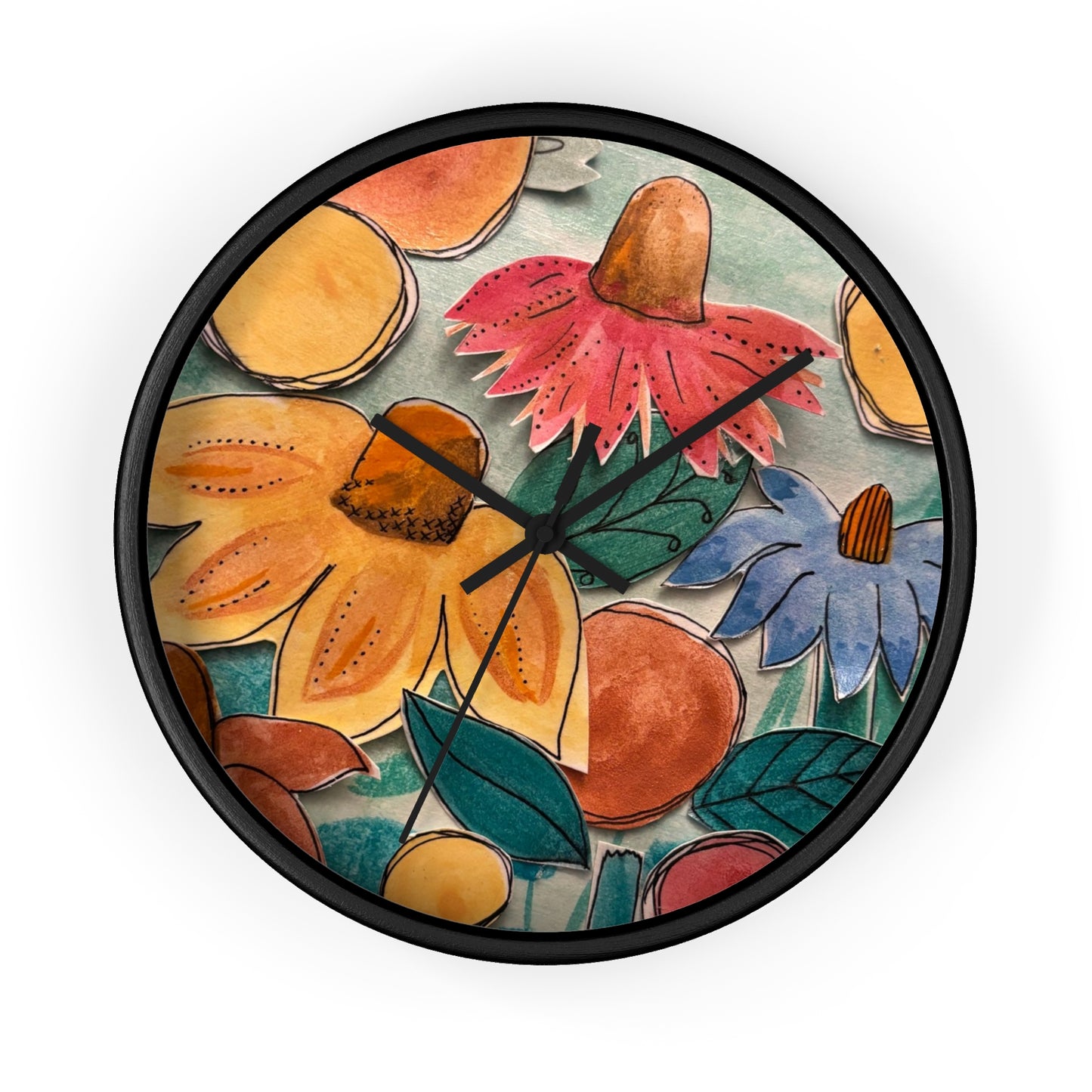 "Aspect" Collage Print Wall Clock, Whimsical Home Decor, Unique Gift, Boho Style, Playful Art for Kids' Rooms