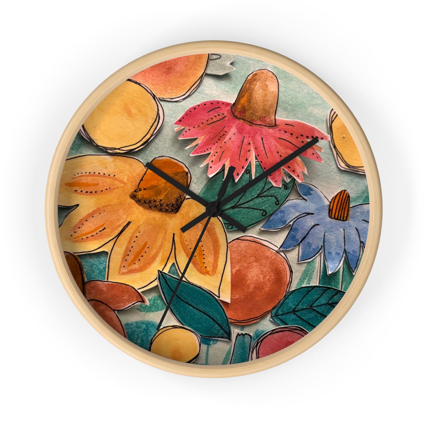 "Aspect" Collage Print Wall Clock, Whimsical Home Decor, Unique Gift, Boho Style, Playful Art for Kids' Rooms