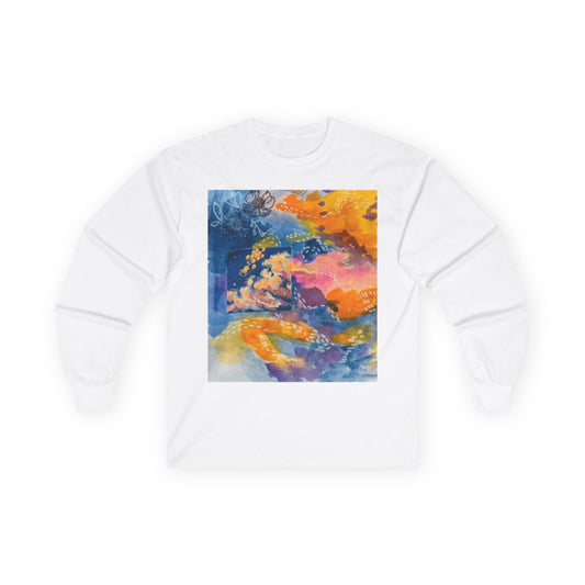 Vibrant Art Long Sleeve Tee, Colorful Graphic Tee, Unisex Cotton Shirt, Casual Wear, Spring Fashion, Unique Gift Idea - $32.99 - J Maria Arts
